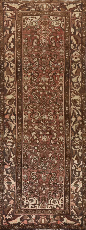 Vintage Hamedan Persian Runner Rug 3x9