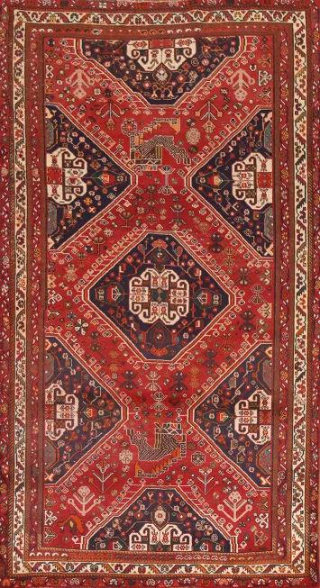 Red Geometric Shiraz Persian Area Rug 5x9