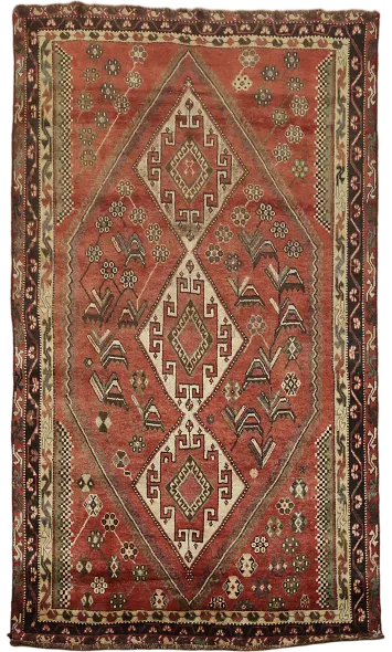 Vegetable Dye Antique Ghashghaei Persian Area Rug 5x8