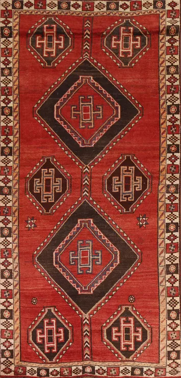 Geometric Red Shiraz Persian Area Rug 4x8