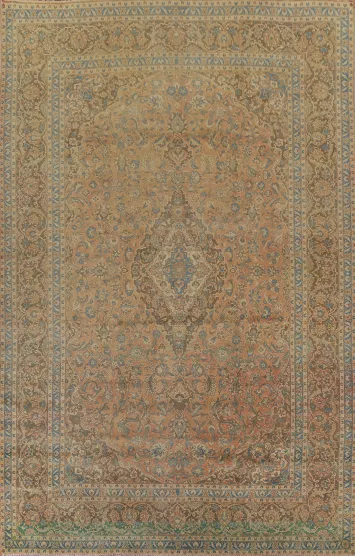 Distressed Kashan Persian Area Rug 10x13