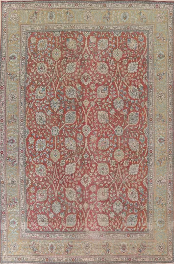 All-Over Floral Tabriz Persian Area Rug 10x13