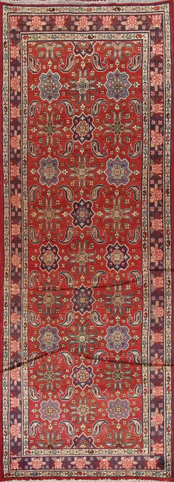 Paisley Red Sarouk Persian Runner Rug 4x11