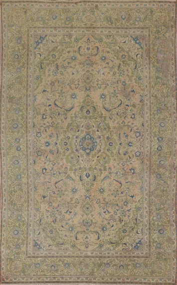 Distressed Wool Kashan Persian Area Rug 7x10
