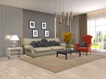 Distressed Kashan Persian Area Rug 6x10