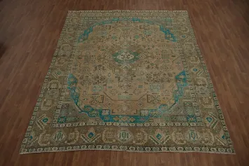 Home Decor Tabriz Persian Area Rug 10x12 with Dynamic Shapes and Colors