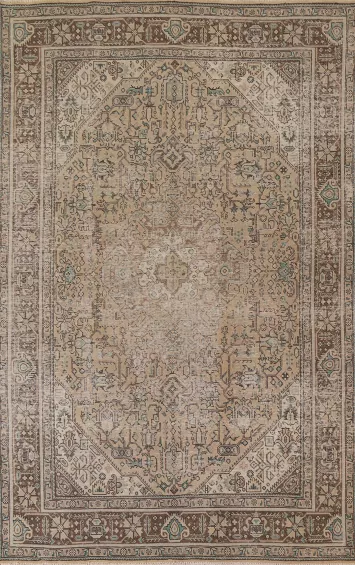 Geometric Wool Tabriz Persian Area Rug 6x10