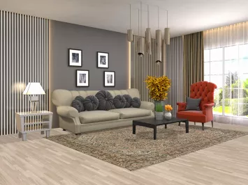 Geometric Tabriz Persian Area Rug 7x9