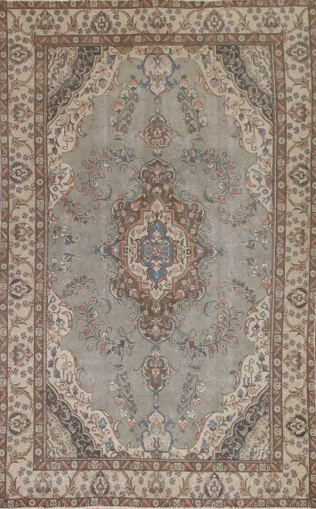 Over-Dyed Vintage Tabriz Persian Area Rug 7x11