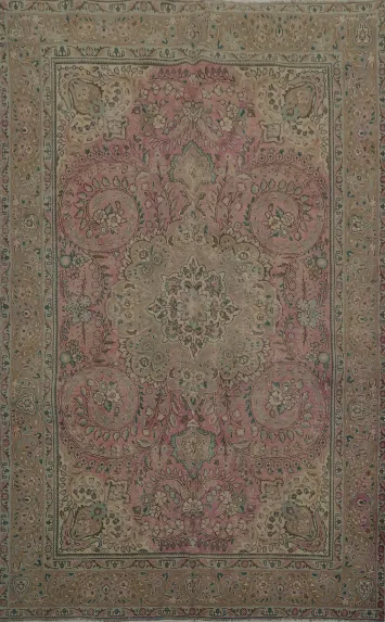 Sophisticated Tabriz Persian Area Rug 7x10 with Subtle Pink and Beige Accents