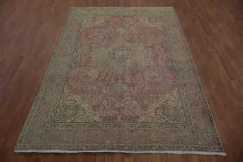 Sophisticated Tabriz Persian Area Rug 7x10 with Subtle Pink and Beige Accents