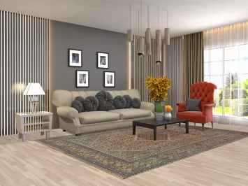 Geometric Mahal Persian Area Rug 7x10