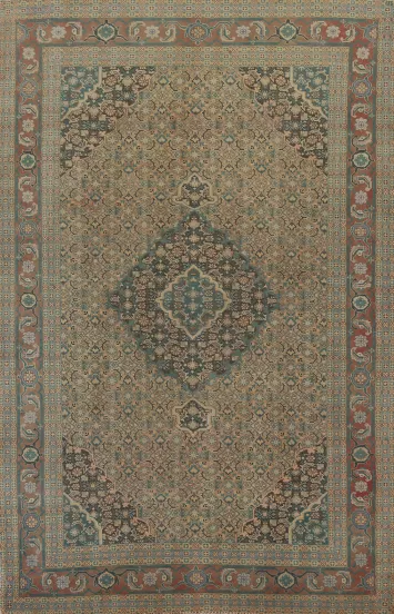 Geometric Wool Tabriz Persian Area Rug 6x9