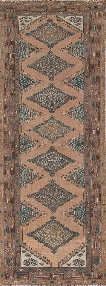 Geometric Hamedan Persian Runner Rug 3x9