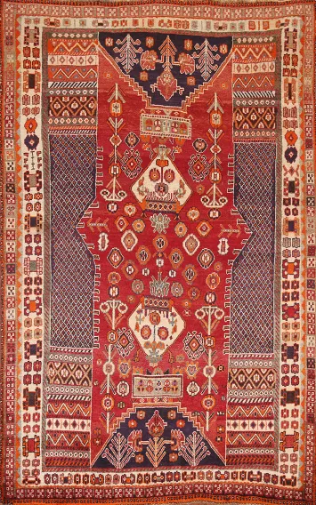 Red Wool Shiraz Persian Area Rug 5x8