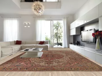 Antique Vegetable Dye Heriz Serapi Palace Persian Rug 15x20