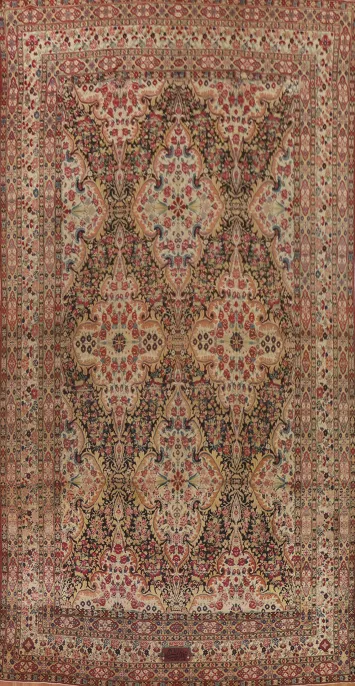 Antique Signed Vegetable Dye Agra Indo Large Rug 10x19