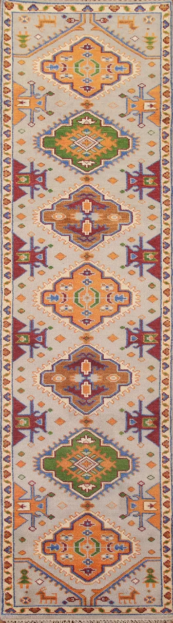 Geometric Heriz Serapi Wool Runner Rug 3x12