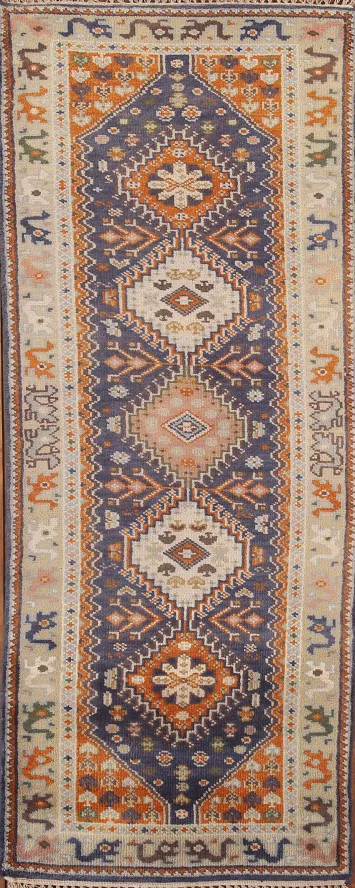 Geometric Heriz Serapi Runner Rug 3x8