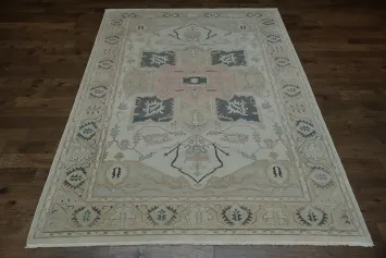 Vegetable Dye Geometric Vintage Heriz Persian Area Rug 9x12