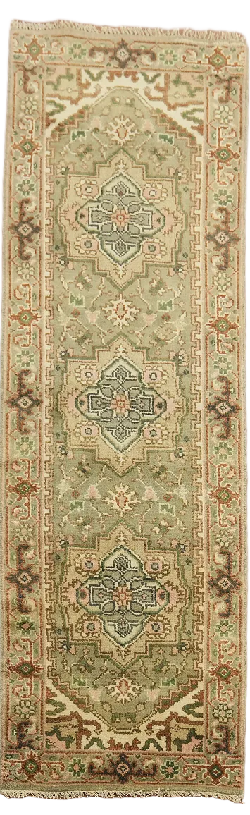 Geometric Heriz Serapi Indian Runner Rug 2x8