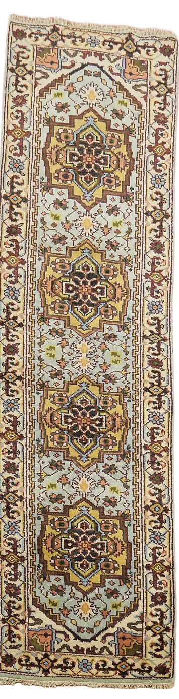 Light Blue Heriz Serapi Traditional Runner Rug 3x10
