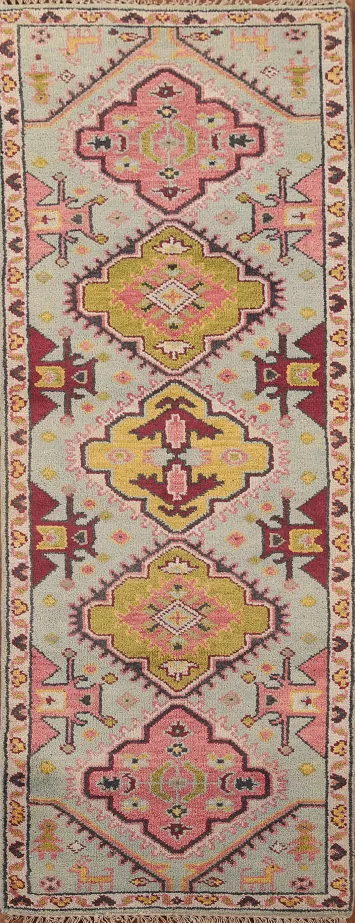 Green Heriz Serapi Indian Runner Rug 3x8