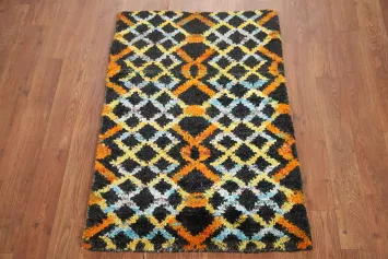 Black Trellis Moroccan Oriental Rug 2x3