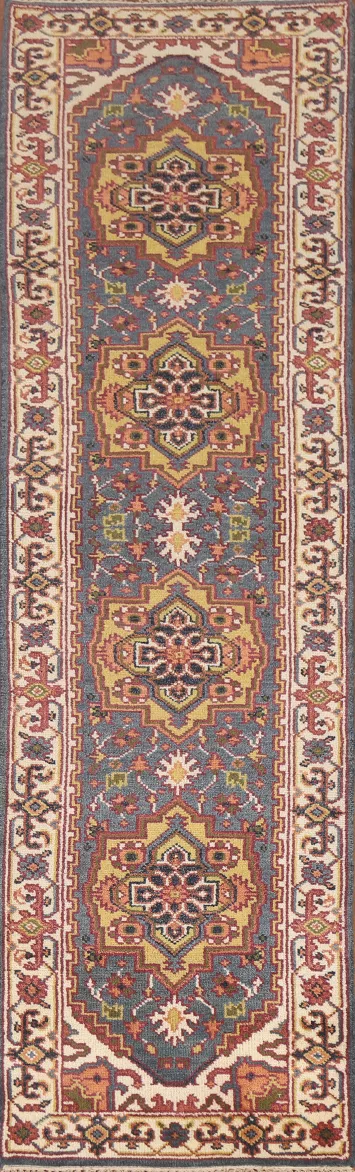 Blue Heriz Serapi Indo Runner Rug 3x10