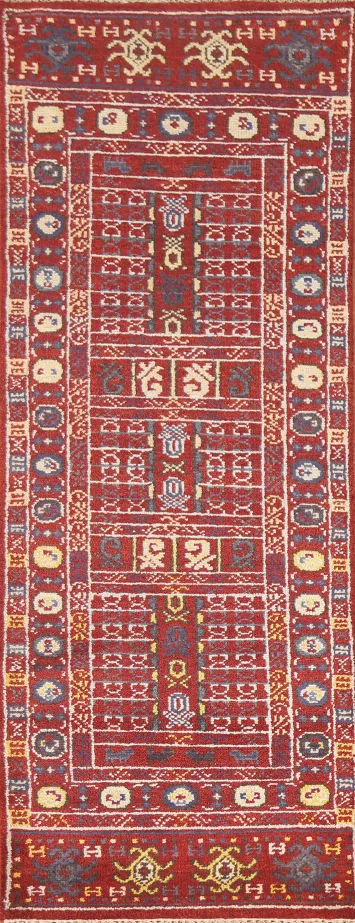 Red Heriz Serapi Indian Runner Rug 3x8