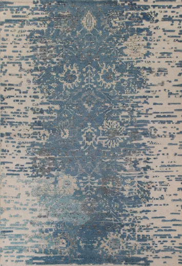 bLUE Abstract Oriental Area Rug 8x10