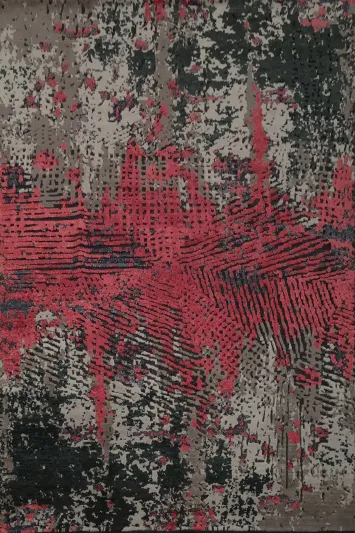 Dynamic Abstract Red and Gray ug for Modern Interiors 8x10