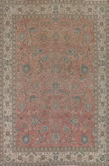 All-Over Floral Tabriz Persian Area Rug 10x13
