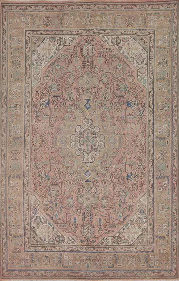 Geometric Wool Tabriz Persian Area Rug 7x10