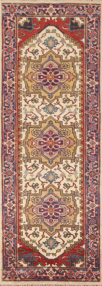 Handmade Heriz Serapi Runner Rug 3x8