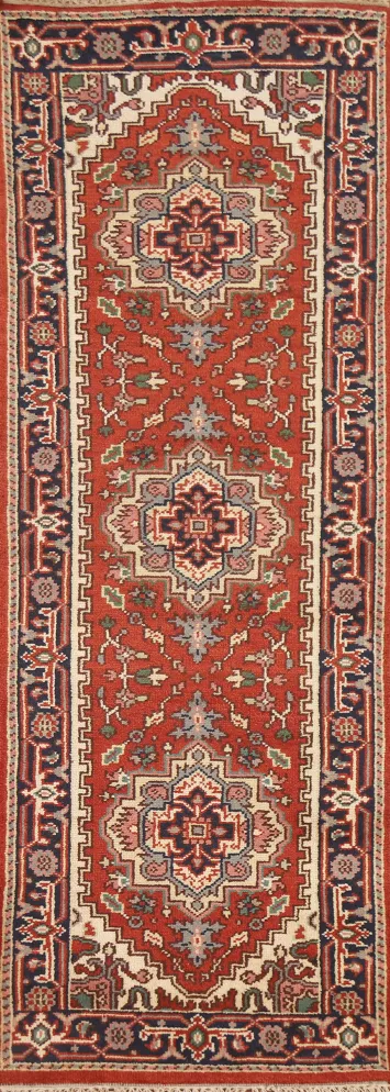 Handmade Wool Heriz Serapi Runner Rug 3x8