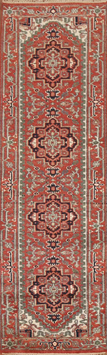 Wool Heriz Serapi Indian Runner Rug 3x10