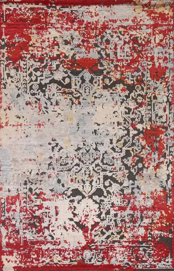 Handmade Wool Abstract Area Rug 6x8