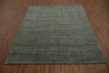 Graceful Gabbeh Area Rug 8x10 with Minimalistic Colorful Frame Touches