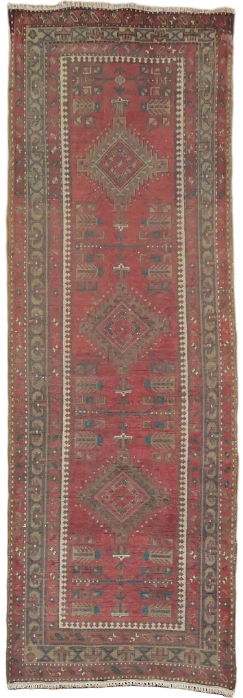 Vintage Geometric Traditional Tribal Persian Runner Rug 4x11 ft