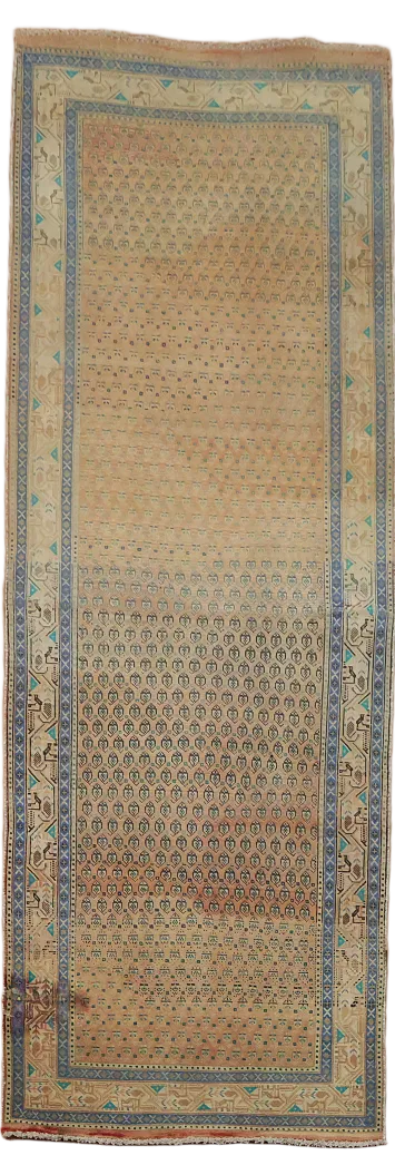 Vintage Boteh Design Persian Long Runner Rug 4x11 ft