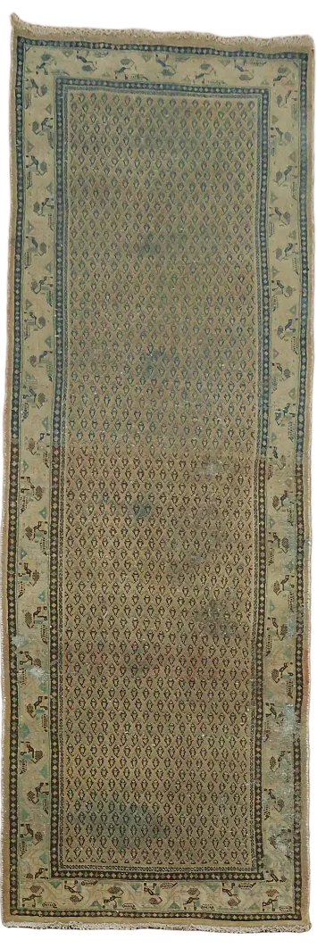 Vintage Distressed Coral Botemir Persian Runner Rug 3x10 ft