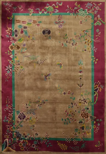 Vegetable Dye Art Deco Oriental Area Rug 9x11