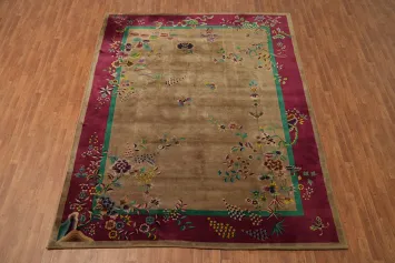 Vegetable Dye Art Deco Oriental Area Rug 9x11