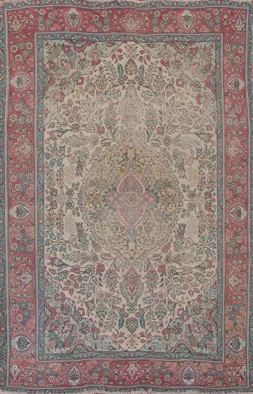 Vintage Floral Tabriz Persian Area Rug 6x9