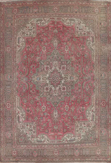 Geometric Wool Tabriz Persian Area Rug 10x12