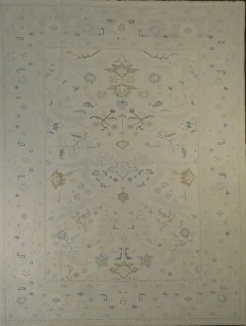 Vegetable Dye Oushak Turkish Wool Rug 9x12