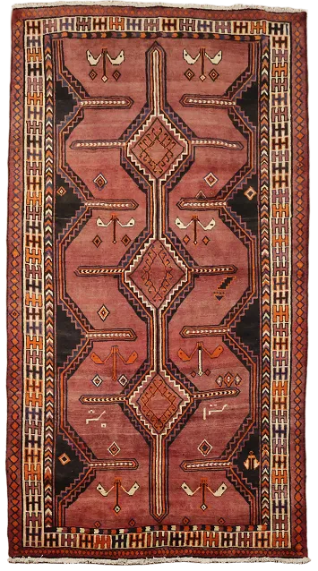 Traditional Geometric Patterned Rug with Earth Tones and Borders 5x9