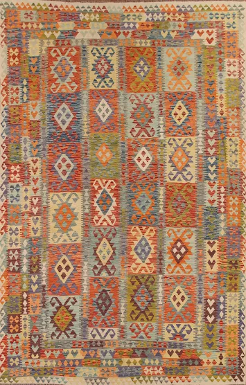 Reversible Wool Kilim Oriental Area Rug 10x13