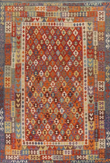 Reversible Wool Kilim Oriental Area Rug 9x11